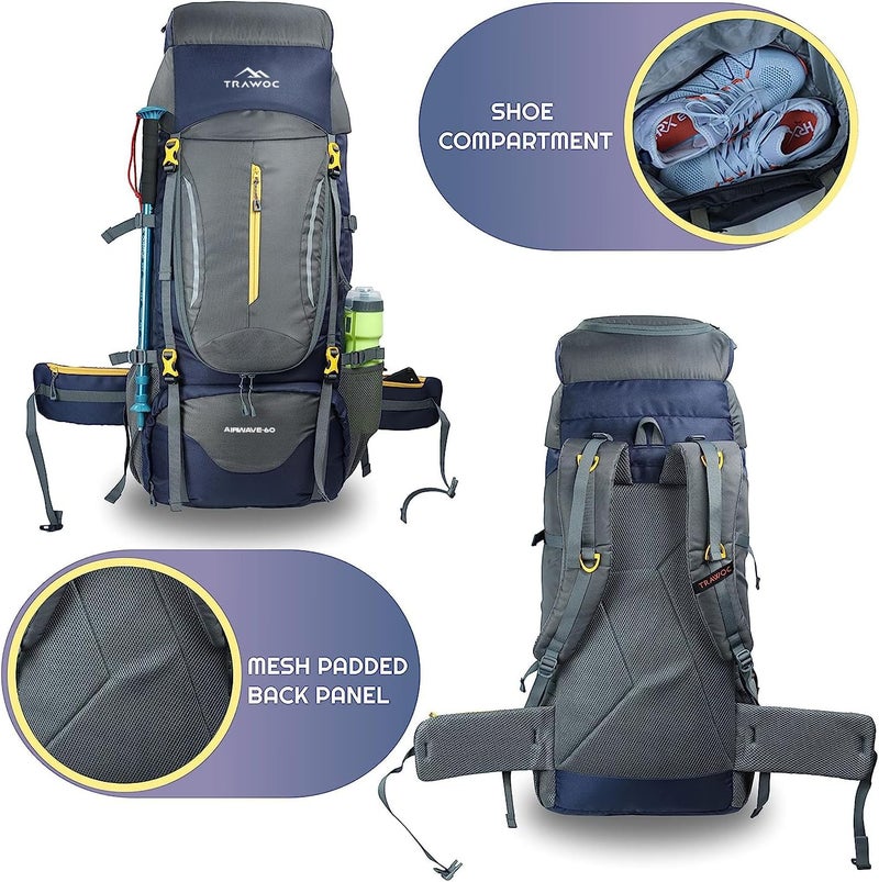 TRAWOC AIRWAVE 60L Travel Backpack - Image 3