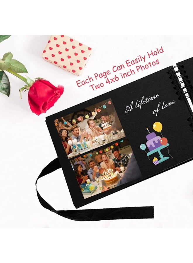 MostNow Large Scrapbook Photo Album, 12"x 8" Scrap Book with 80 Pages Black Craft Paper, DIY Photo Album with Pens, Photo Corners for Adults Wedding, Birthday Gifts Memory Book (Brown) - Image 3