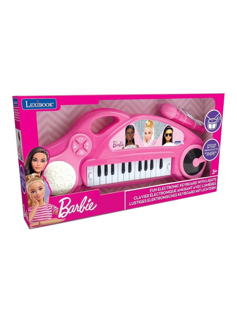 Lexibook Barbie Electronic Piano | For Kids and Girls | Light Effects | Microphone | Drums | Built-in Speaker | DJ Player | Pink  - Image 1