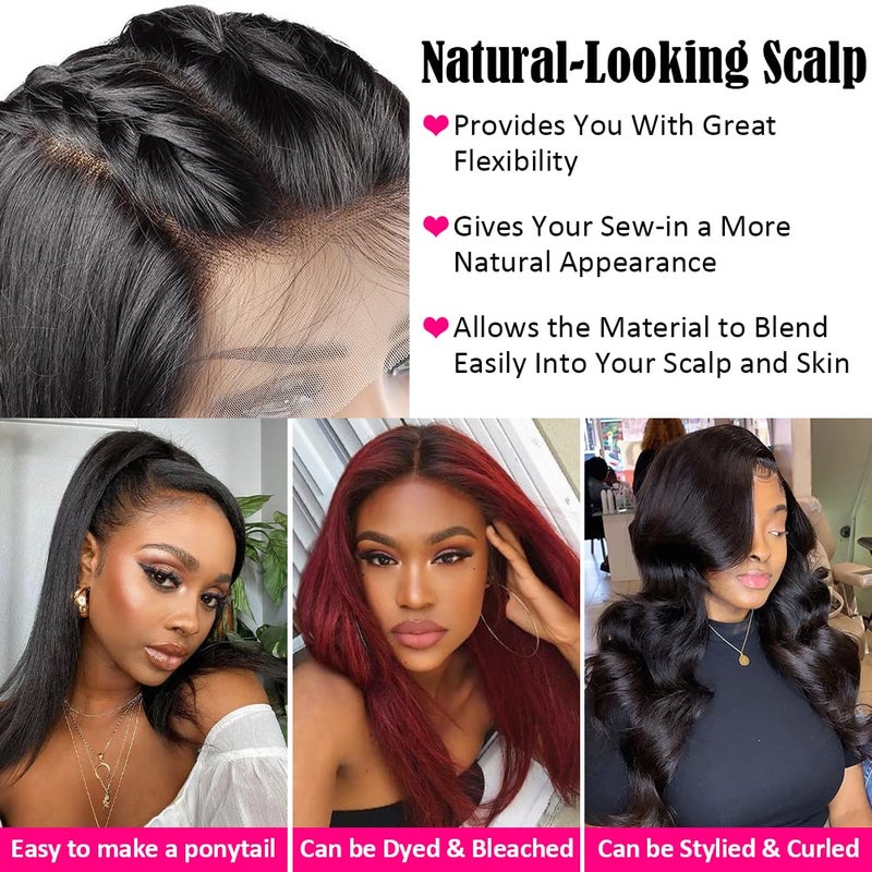 Subella 13x5 Lace Front Wigs Human Hair Pre Plucked with Baby Hair Bleached Knots 12A 180% Density Brazilian Straight Lace Frontal Wigs for Black Women (16inch) - Image 5