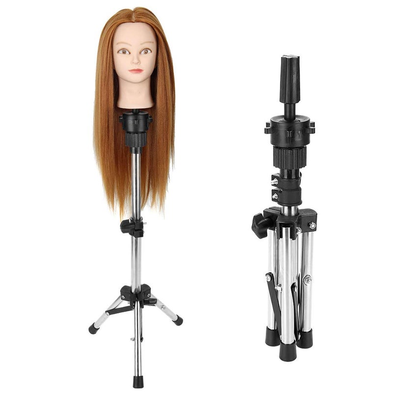 Ejoyous Wig Stand Tripod, Foldable Mannequin Head Stand Holder with Non-slip Feet Pad for Home Salon Cosmetology Hairdressing Training, Silver 