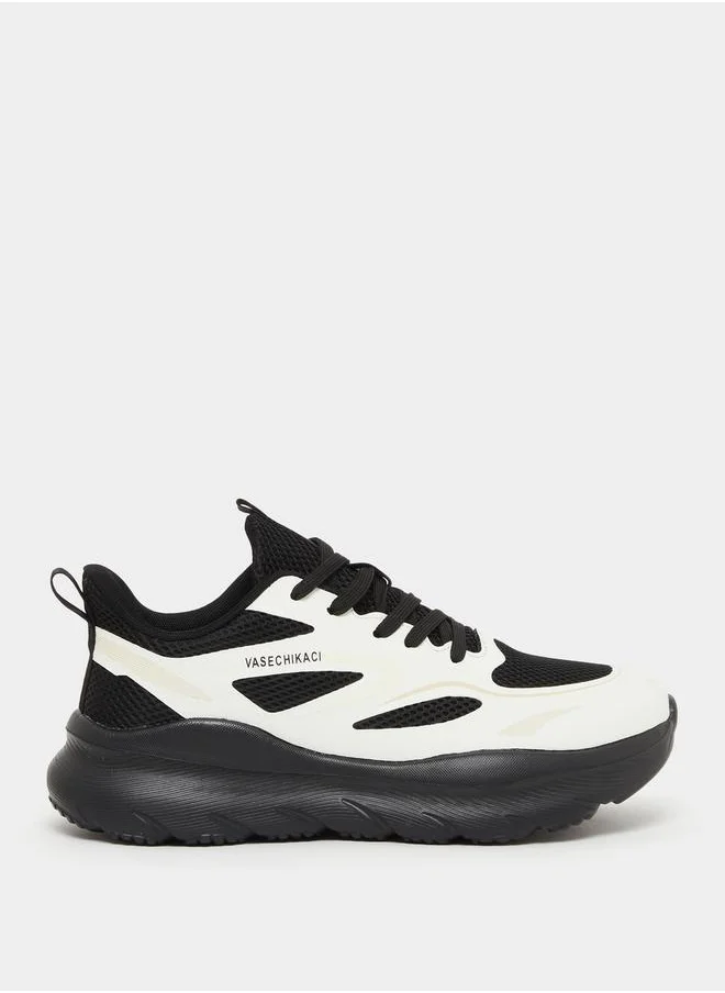 Styli Chunky Sole Color Block Lace Up Sneakers