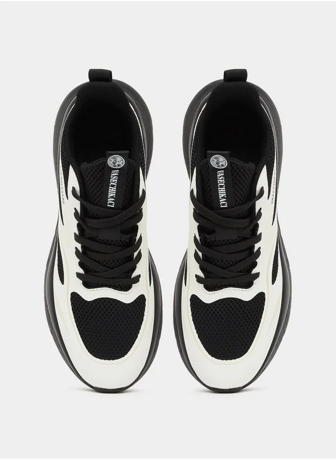 Styli Chunky Sole Color Block Lace Up Sneakers