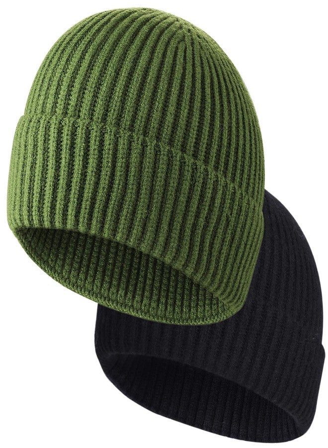 ROYBENS 2pcs Swag Wool Fisherman Beanies for Men, Knit Short Watch Cap Winter Warm Hats - Image 1