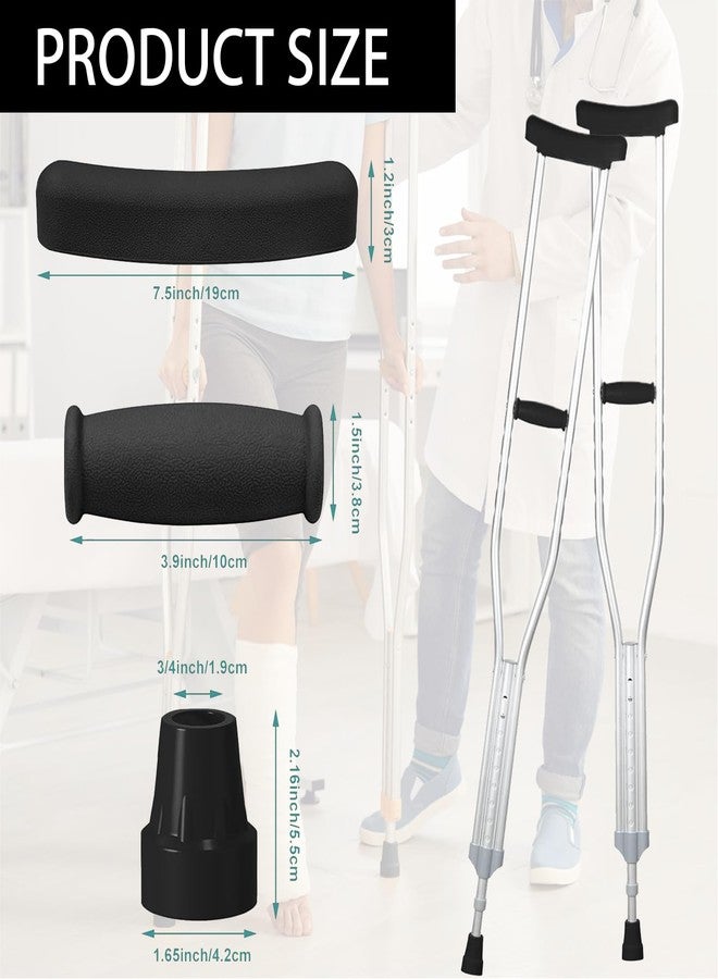 ZIYIZE Crutch Padding and Crutches Accessories, Comfort Padding for Armpits and Hand Grips with Replacement Tips, Fits Standard Aluminum Crutches 6 Pcs(Black) - Image 2