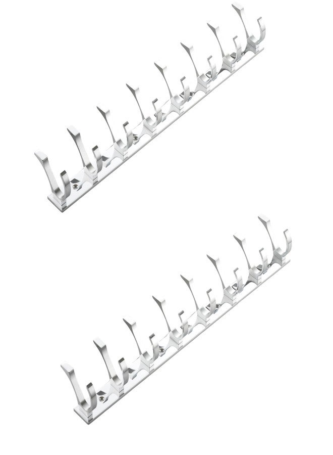 iSTAR Stainless Steel 8 Pin Bathroom Cloth Hooks Hanger Door Bathroom Robe Hooks Rail for Hanging Keys,Clothes,Towel Steel Hook khooti (Silver, Pack of 2) - Image 3