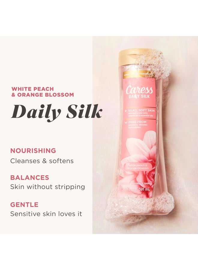 Caress Body Wash for Women, Daily Silk White Peach & Orange Blossom, Shower Gel Body Wash Moisturizing for Noticeably Silky, Soft Skin, 20 fl oz, 4 Pack - Image 2