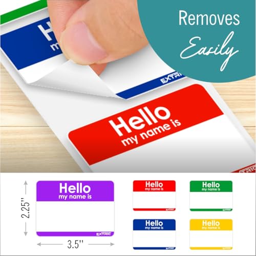 EXTRIC Hello My Name is Stickers, Assorted Color, Name Tag Stickers, 2.25" x 3.5" Name Badge Labels 100 Count, for Classroom, School, Meetings - Image 2