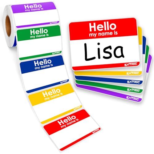 EXTRIC Hello My Name is Stickers, Assorted Color, Name Tag Stickers, 2.25" x 3.5" Name Badge Labels 100 Count, for Classroom, School, Meetings - Image 1