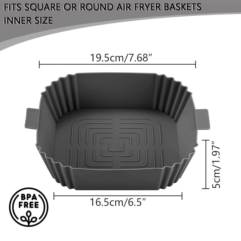 Timyca Silicone Air Fryer Liners, 2-Pack Reusable Non-Stick Baking Paper for Air Fryer Basket Tray - Image 4