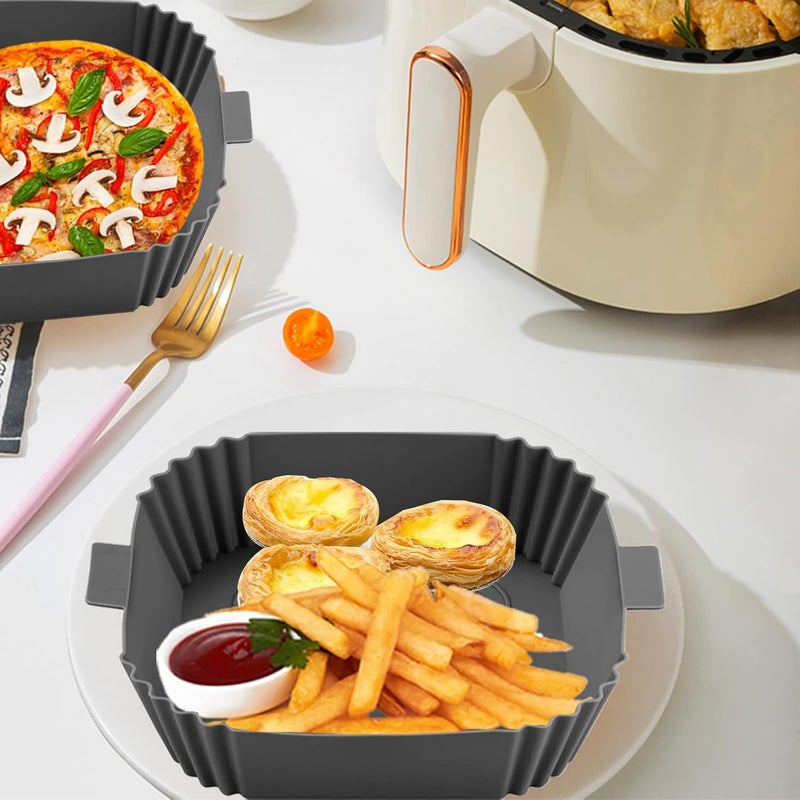 Timyca Silicone Air Fryer Liners, 2-Pack Reusable Non-Stick Baking Paper for Air Fryer Basket Tray - Image 5