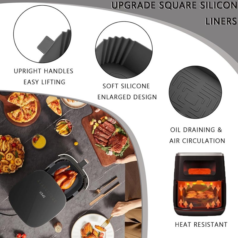Timyca Silicone Air Fryer Liners, 2-Pack Reusable Non-Stick Baking Paper for Air Fryer Basket Tray - Image 2