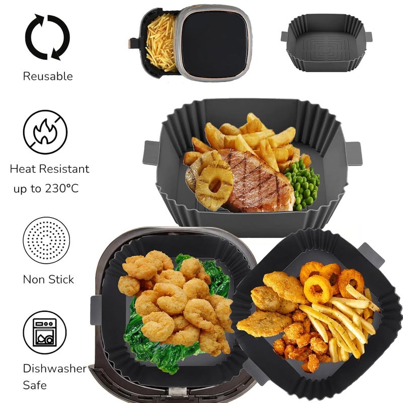 Timyca Silicone Air Fryer Liners, 2-Pack Reusable Non-Stick Baking Paper for Air Fryer Basket Tray - Image 3
