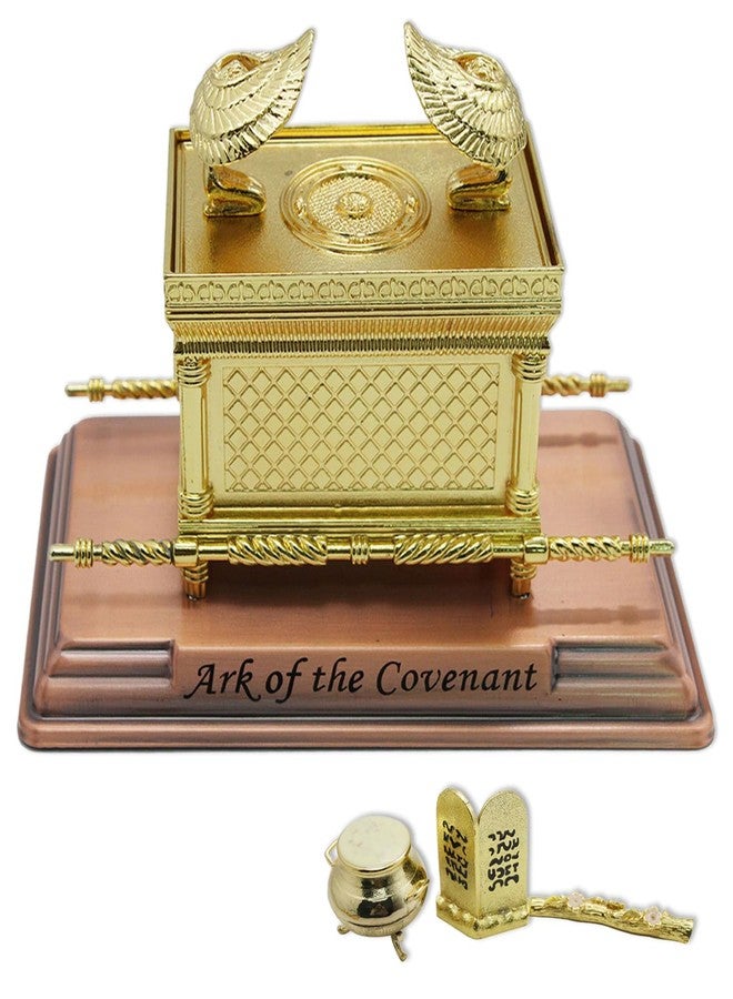 Prefdo Ark of The Covenant Replica, Gold Plated Statue with Aaron Rod/Manna Vessel/Tablets, Home Classical Decoration Religious Decorative Figurine (Medium) - Image 1