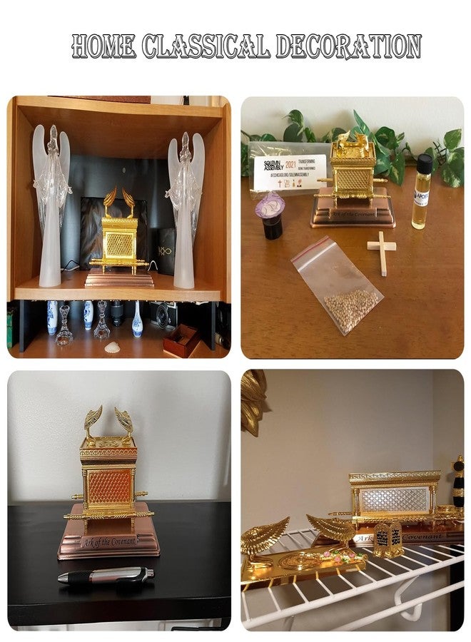 Prefdo Ark of The Covenant Replica, Gold Plated Statue with Aaron Rod/Manna Vessel/Tablets, Home Classical Decoration Religious Decorative Figurine (Medium) - Image 5