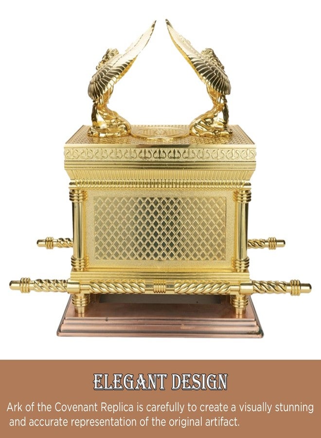 Prefdo Ark of The Covenant Replica, Gold Plated Statue with Aaron Rod/Manna Vessel/Tablets, Home Classical Decoration Religious Decorative Figurine (Medium) - Image 4