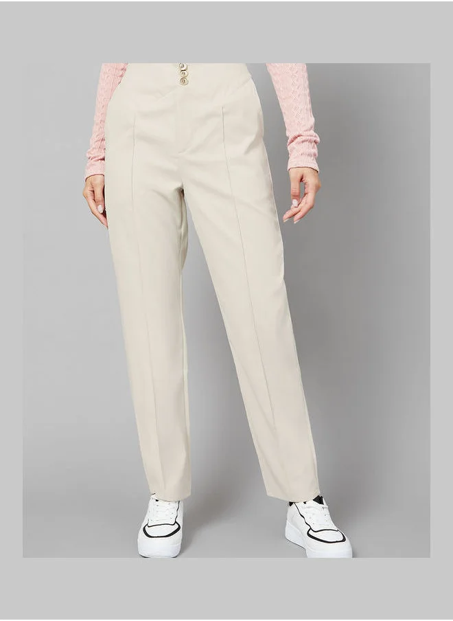 Styli Pintuck Detail Tailored Slim Fit Trouser with Button Fly