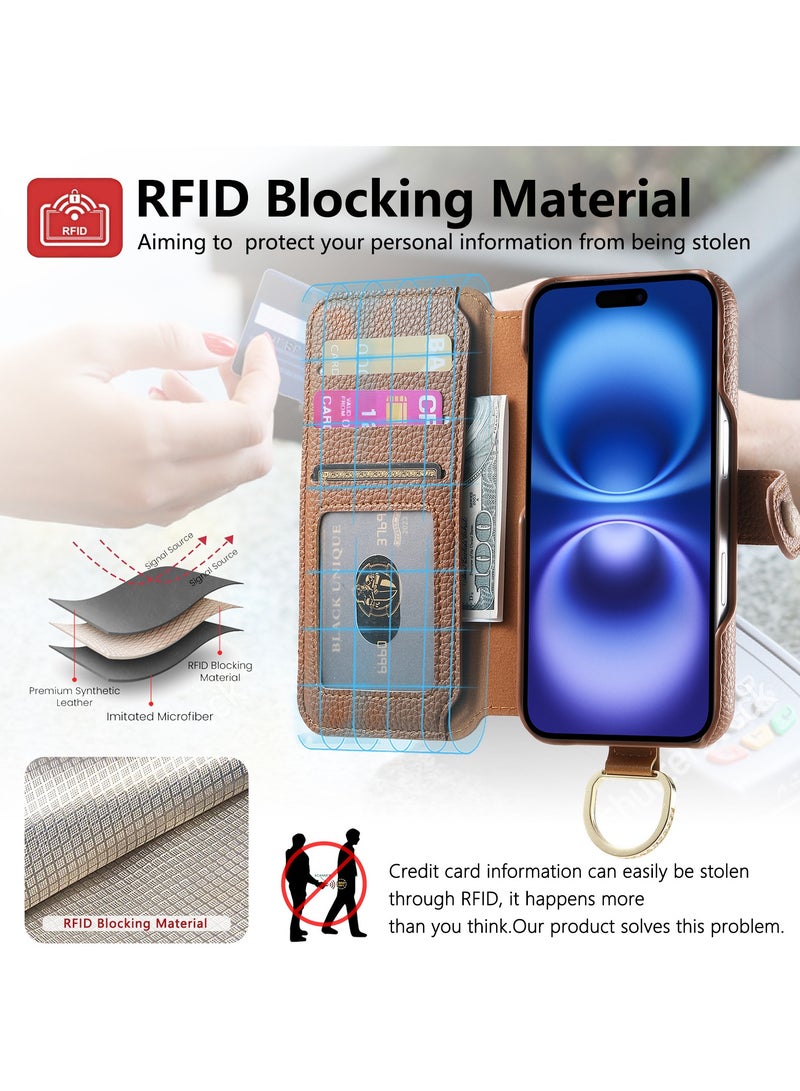 YANCI iPhone 16 Pro Max Case, iPhone 16 Pro Max Wallet Case with Card Holder,iPhone 16 Pro Max Phone Cover,Leather Flip Folio Case for iPhone 16 Pro Max 6.9'' - Image 2