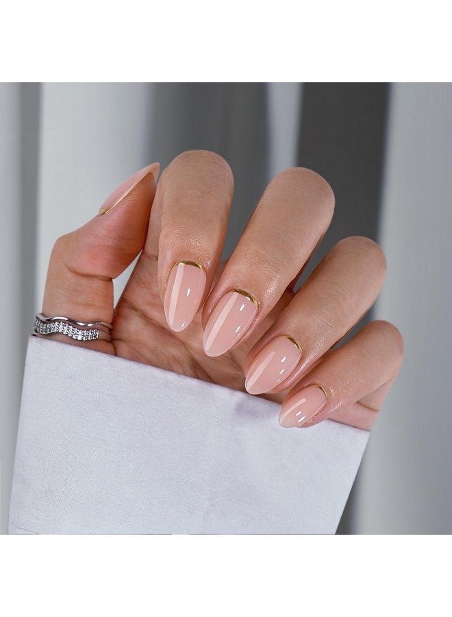 بي تي آرت بوكس اضغط على الأظافر القصيرة اللوزية، اضغط على الأظافر بتصميم رقائق ذهبية، غراء على الأظافر هدية للنساء، مناسب للغاية وعصا لامعة على الأظافر في 16 مقاسًا 30 مجموعة أظافر، نهاية ذهبية - Image 3