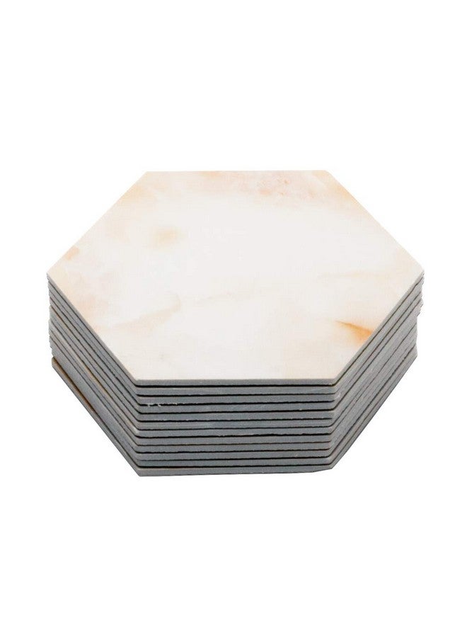 EZ Life Designer High Class Gold White Marble Tile 12 Coaster Set - Hexagon - Placemat for Hot & Cold Drinks - Bowl & Tea Cup Dining, Cocktail Table Décor - Dining Table Accessory Coasters - Image 1