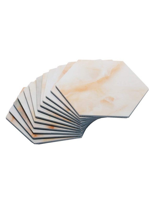 EZ Life Designer High Class Gold White Marble Tile 12 Coaster Set - Hexagon - Placemat for Hot & Cold Drinks - Bowl & Tea Cup Dining, Cocktail Table Décor - Dining Table Accessory Coasters - Image 3