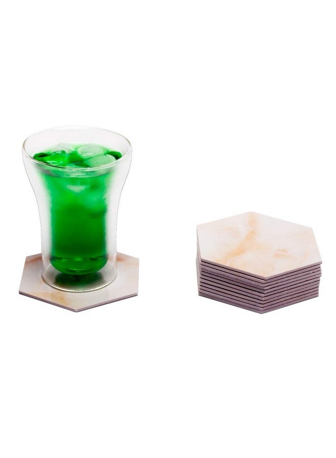 EZ Life Designer High Class Gold White Marble Tile 12 Coaster Set - Hexagon - Placemat for Hot & Cold Drinks - Bowl & Tea Cup Dining, Cocktail Table Décor - Dining Table Accessory Coasters - Image 2