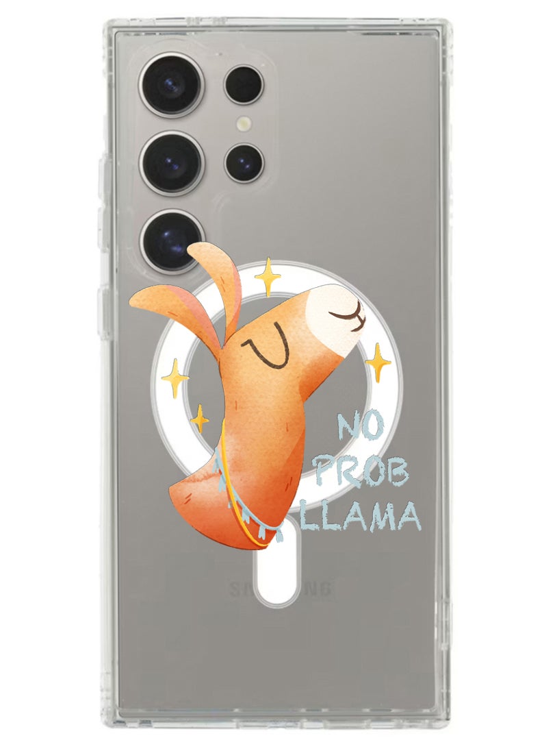 Theodor Magnetic Case for Samsung Galaxy S24 Ultra 6.8-inch Compatible with MagSafe Wireless Charging, Shockproof Phone Bumper Cover No prob llama - Image 1