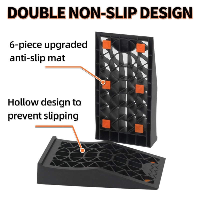 OULEME Low Profile Car Service Ramp - 2 Pack with Anti-Slip Pads for Lift Maintenance and Oil Changes, Low-Chassis Car Tire Ramps for Jack Support - Image 4