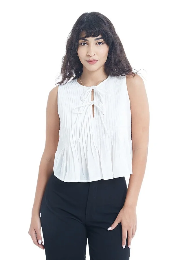 اشاراي Women's Sleeveless Solid Top With Pin Tucks  Comfortable Material, Breathable Daily Wear, Casual Fashion Outfit, Special Occasion Outfit, Trendy & Chic Apparel