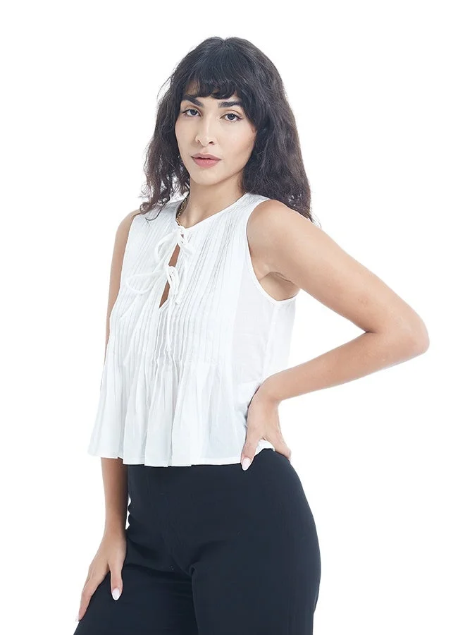 Asharae  Women's Sleeveless Solid Top With Pin Tucks  Comfortable Material, Breathable Daily Wear, Casual Fashion Outfit, Special Occasion Outfit, Trendy & Chic Apparel for Women | Best Price UAE