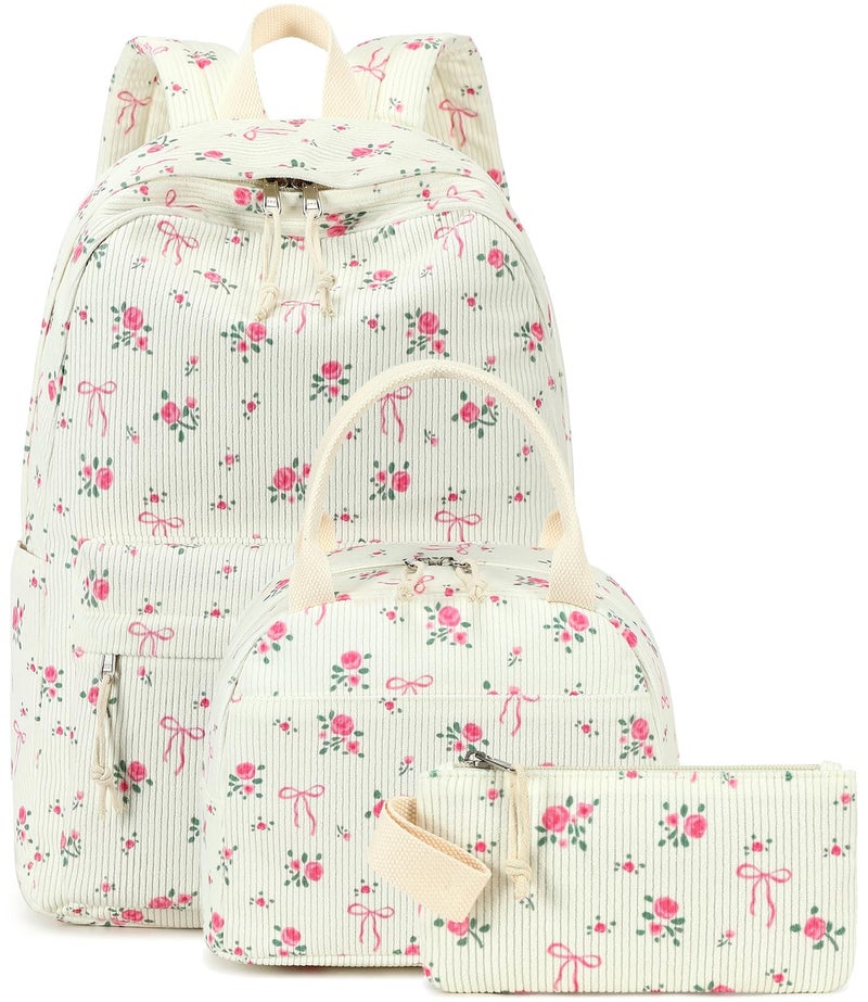 LEDAOU Backpack for Girls School Bag Kids Bookbag Teen Backpack Set Daypack with Lunch Bag and Pencil Case - Image 1