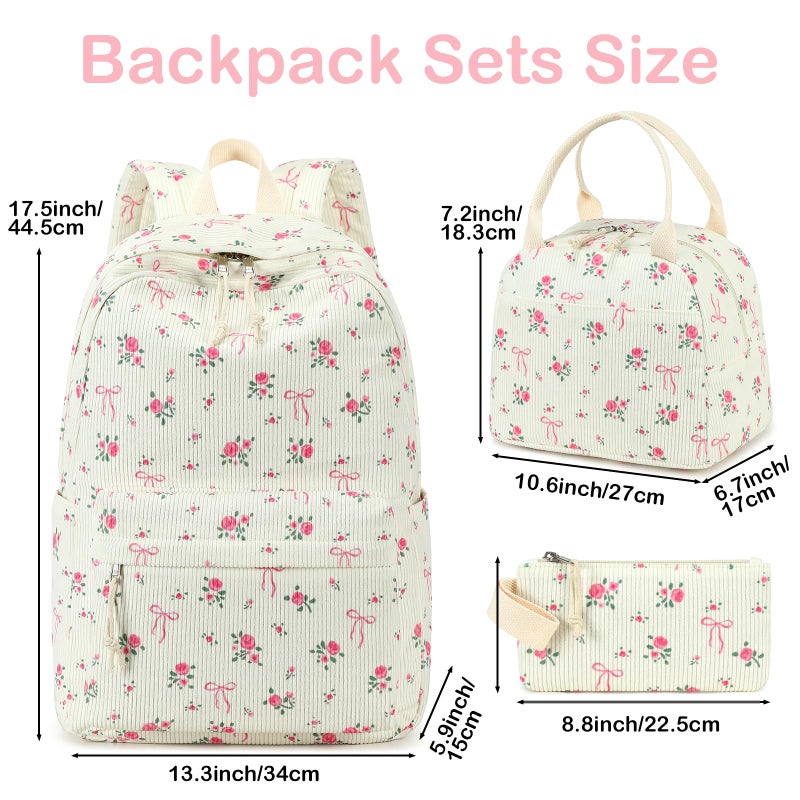 LEDAOU Backpack for Girls School Bag Kids Bookbag Teen Backpack Set Daypack with Lunch Bag and Pencil Case - Image 4