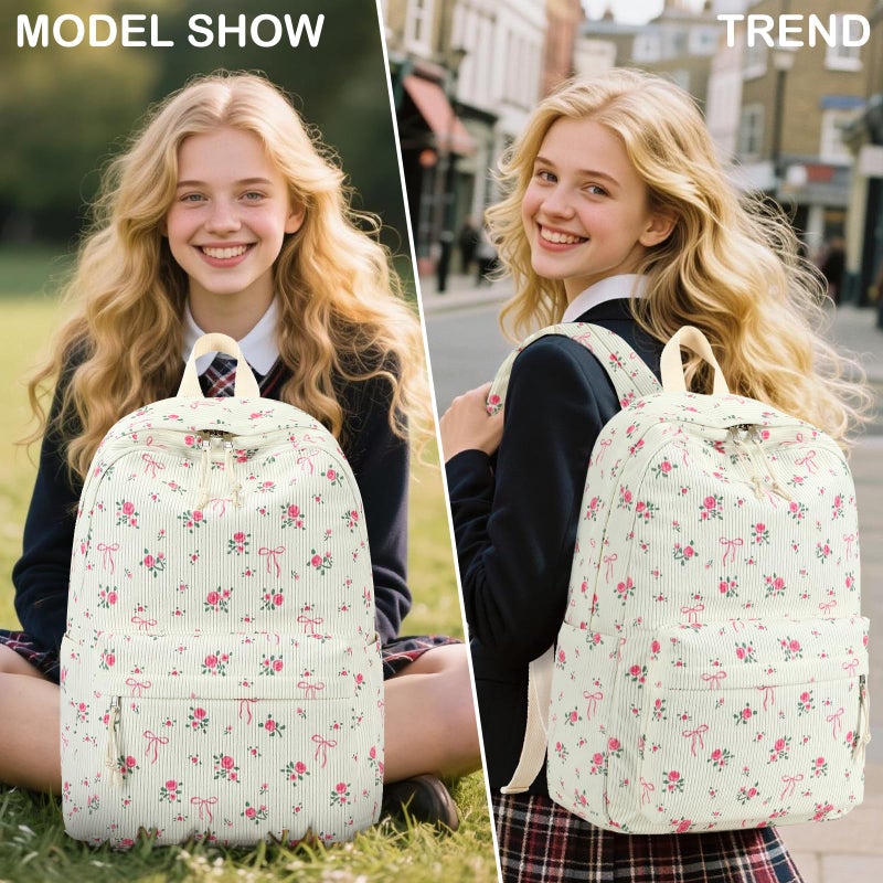 LEDAOU Backpack for Girls School Bag Kids Bookbag Teen Backpack Set Daypack with Lunch Bag and Pencil Case - Image 2