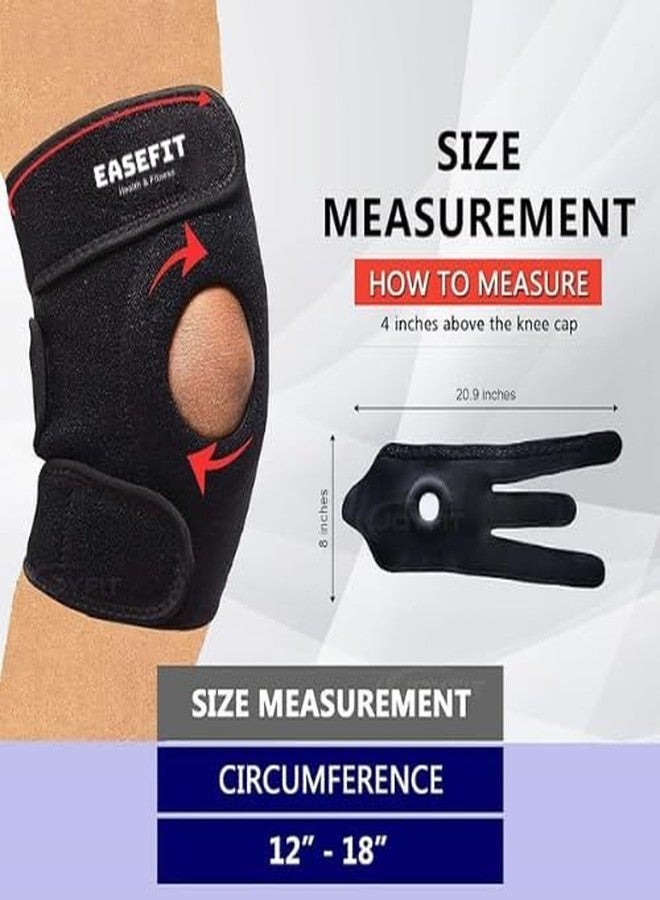 EASEFIT Open Patella Knee Brace with Adjustable Bi-Directional Straps - Relieves Arthritis, Torn Meniscus, ACL/MCL, Knee Pain Gym Workout, Running, Joint Pain Relief Unisex (Pack of 1) - Image 3