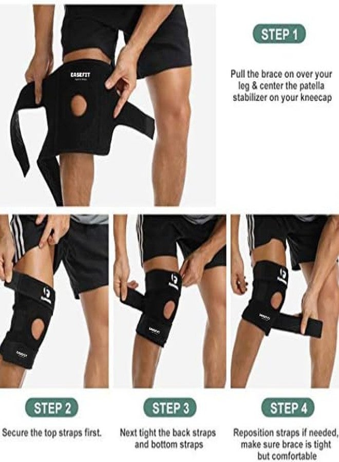 EASEFIT Open Patella Knee Brace with Adjustable Bi-Directional Straps - Relieves Arthritis, Torn Meniscus, ACL/MCL, Knee Pain Gym Workout, Running, Joint Pain Relief Unisex (Pack of 1) - Image 4