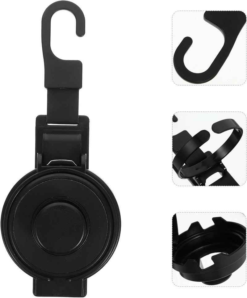 Car Seat Cup Holder and Back Seat Storage Hook Multipurpose Black Drink Holder for Truck and Automotive Interior Accessories Compatible with Use - Image 2