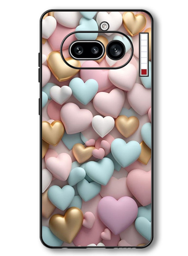 ثيودور جراب متوافق مع هاتف Nothing Phone 4a مقاس 6.78 بوصة، غطاء حماية مقاوم للصدمات بتصميم قلوب ملونة - Image 1