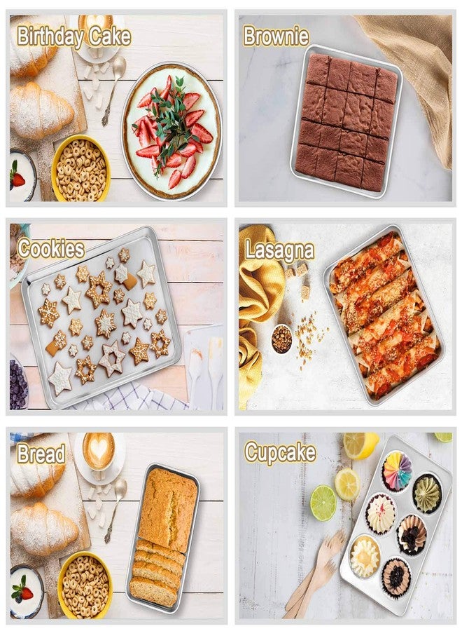 تيم فار طقم أدوات خبز من الفولاذ المقاوم للصدأ من تيم فار، مكون من 11 قطعة، طقم صواني خبز للفرن الكهربائي، صينية لازانيا، صينية كيك مربعة ومستديرة، صينية خبز مستطيلة وصينية مافن، صحية ومتينة، آمنة للغسل في غسالة الصحون وناعمة الملمس - Image 4