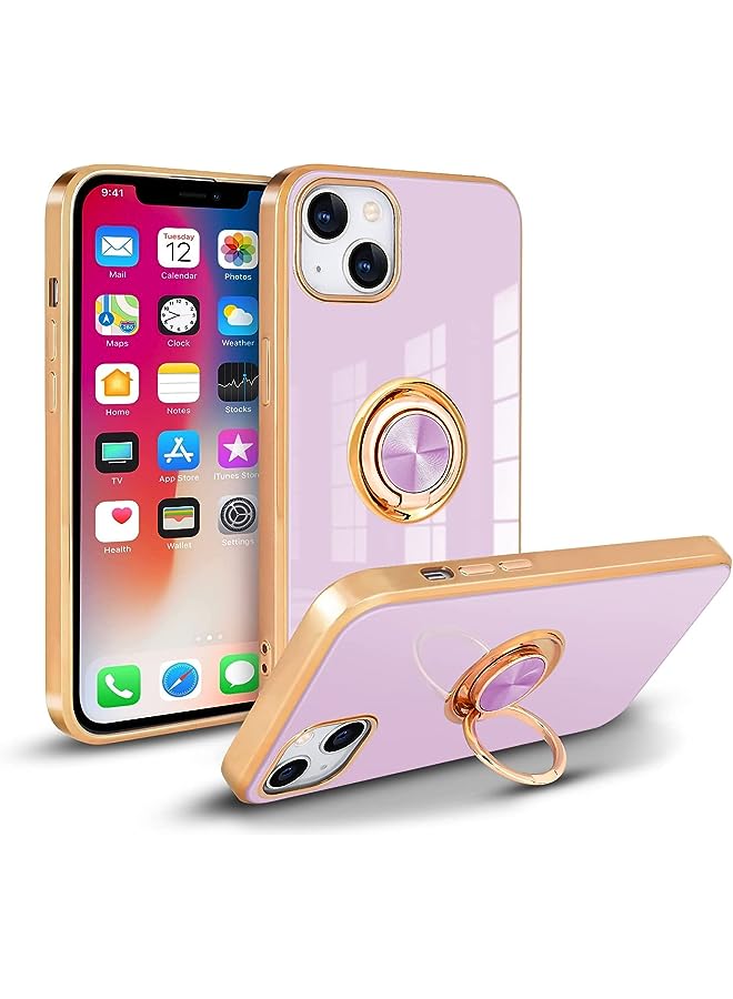 YoYoTech Luxury Silicone TPU Shockproof Ring Holder Kickstand Silm Plated Phone Case Cover for Samsung Galaxy S21 Plus (Black) - Image 1