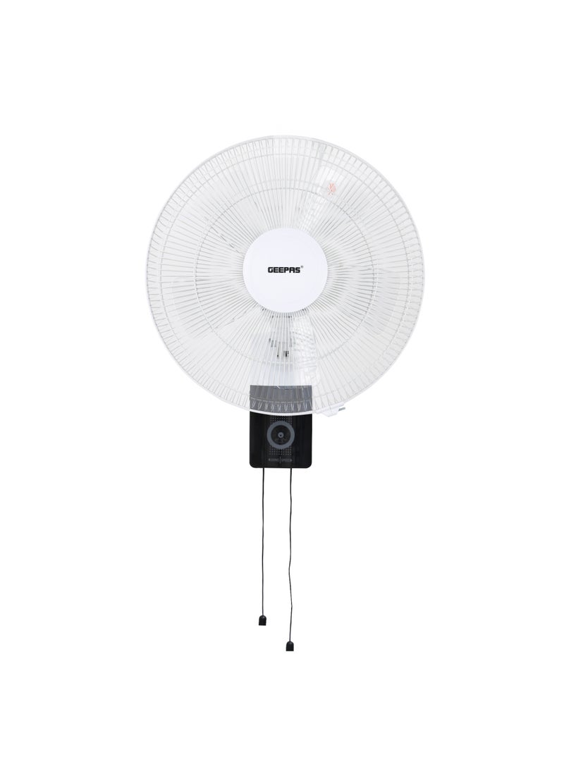 16-inch High-Performance Wall Mount Fan - 60W Motor, 3-Speed, 5-Blade, Dual Pull-Cord Control | Adjustable Tilt for Optimal Airflow & Efficient Cooling 60 W GF9483N White