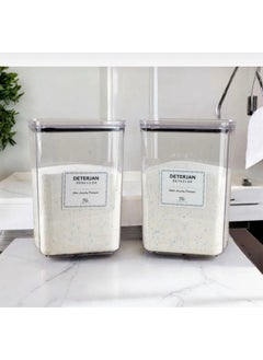 2 Pieces Labeled Detergent Box Vacuum Covered Colored and White Detergent Storage Container 2900 ml