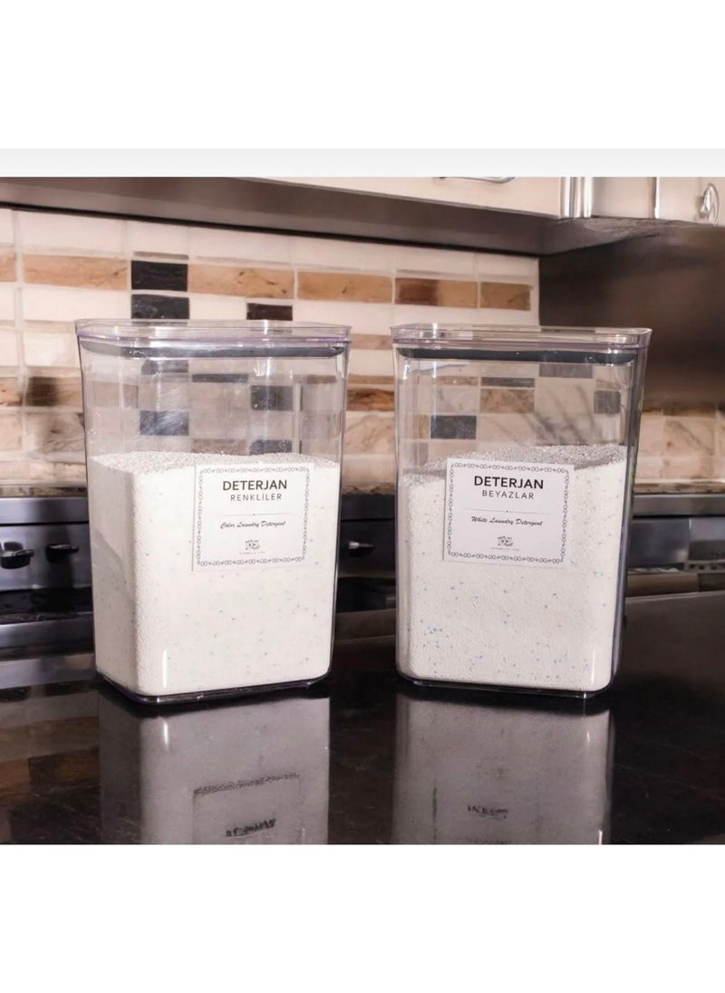 Kitchen Pembelia 2 Pieces Labeled Detergent Box Vacuum Covered Colored and White Detergent Storage Container 2900 ml  - Image 2