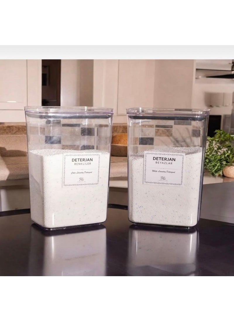 Kitchen Pembelia 2 Pieces Labeled Detergent Box Vacuum Covered Colored and White Detergent Storage Container 2900 ml  - Image 3