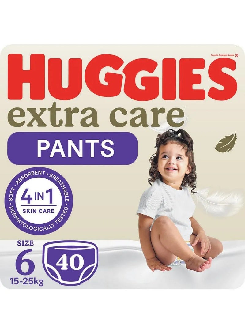 هجيز حفاضات هاجيز إكسترا كير كولوتس، ملائمة تمامًا، مصنوعة من مادة ماصة، لطيفة على البشرة، مقاس 6 - 40 حفاضة بنمط السروال - Image 1