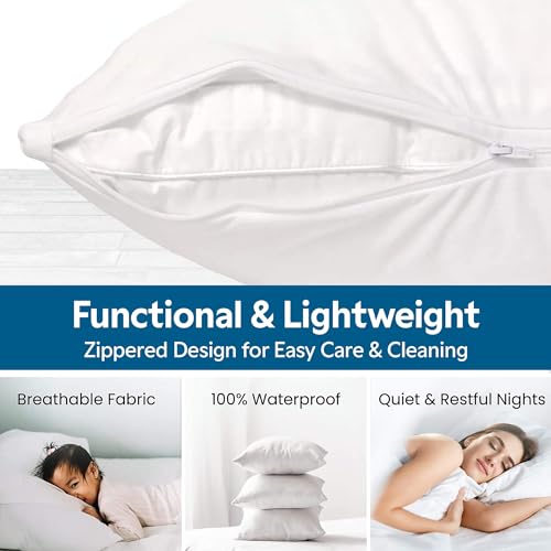 Guardmax Jersey Knitted Pillow Protector with Zipper Queen Size - 4 Pack - 100% Waterproof, Bed Bug Proof, Dust Mite Proof, & Hypoallergenic Pillow Covers - Premium Zippered Pillow Cases. (20 X 30) - Image 4