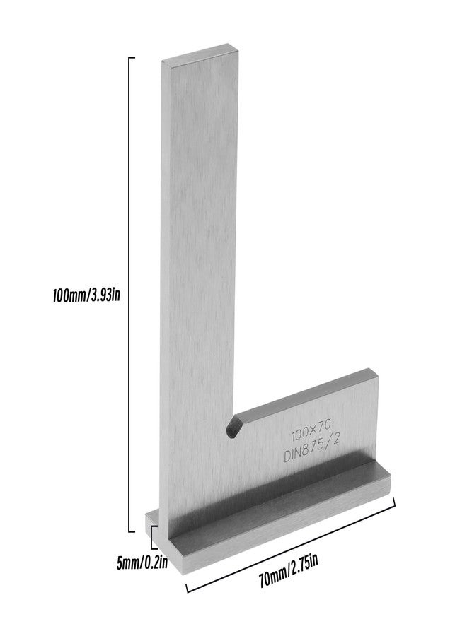 ECSiNG DIN875/2 Precision Machinist Square Ruler Carbon Steel Angle Ruler Engineer Square 90 Degree Right Angle Ruler Accessories for Machinist Engineer 100x70mm - Image 4