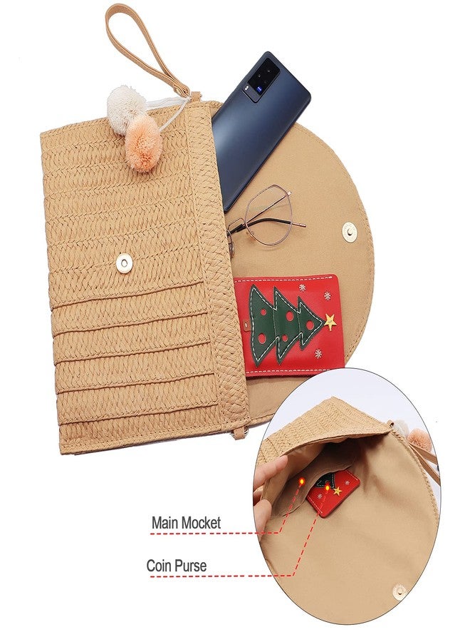 LUOFMISS Straw Clutch Bag Woven Purse for Women Shoulder Bag Casual Beach Rattan Handmade Wallet - Image 5