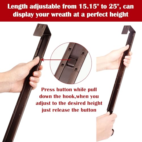 AnCintre Wreath Door Hanger,Easter Decorations Wreath Hangers for Front Door, Adjustable Over the Door Hooks for Hanging Welcome Sign Length from 15 to 25 Inches,Metal Front Door Porch Apartment Decor - Image 5