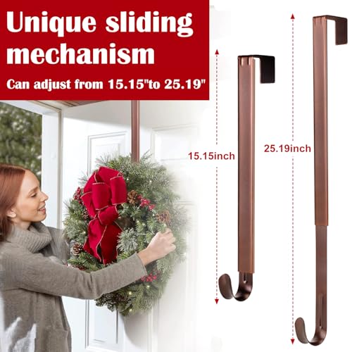 AnCintre Wreath Door Hanger,Easter Decorations Wreath Hangers for Front Door, Adjustable Over the Door Hooks for Hanging Welcome Sign Length from 15 to 25 Inches,Metal Front Door Porch Apartment Decor - Image 2