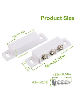 SYOSI Magnetic Reed Switch, Normally Open and Normally Closed NC NO Magnetic Proximity Switch for Door Alarm, Window Safety, Agnetic Door Switch for DC 5V 12V 24V Light (White, 2 Pack)  - Image 2